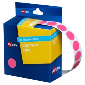 Avery Dispenser Label Pink Circle14mm 1050/Pack