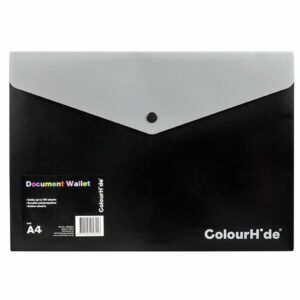 ColourHide Colourhide Document Wallet A4 PP With Button Black 10 Pack