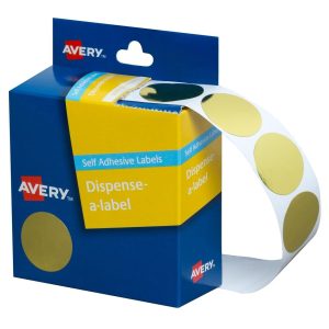 Avery Dispenser Label Gold Circle 24mm Pk/250